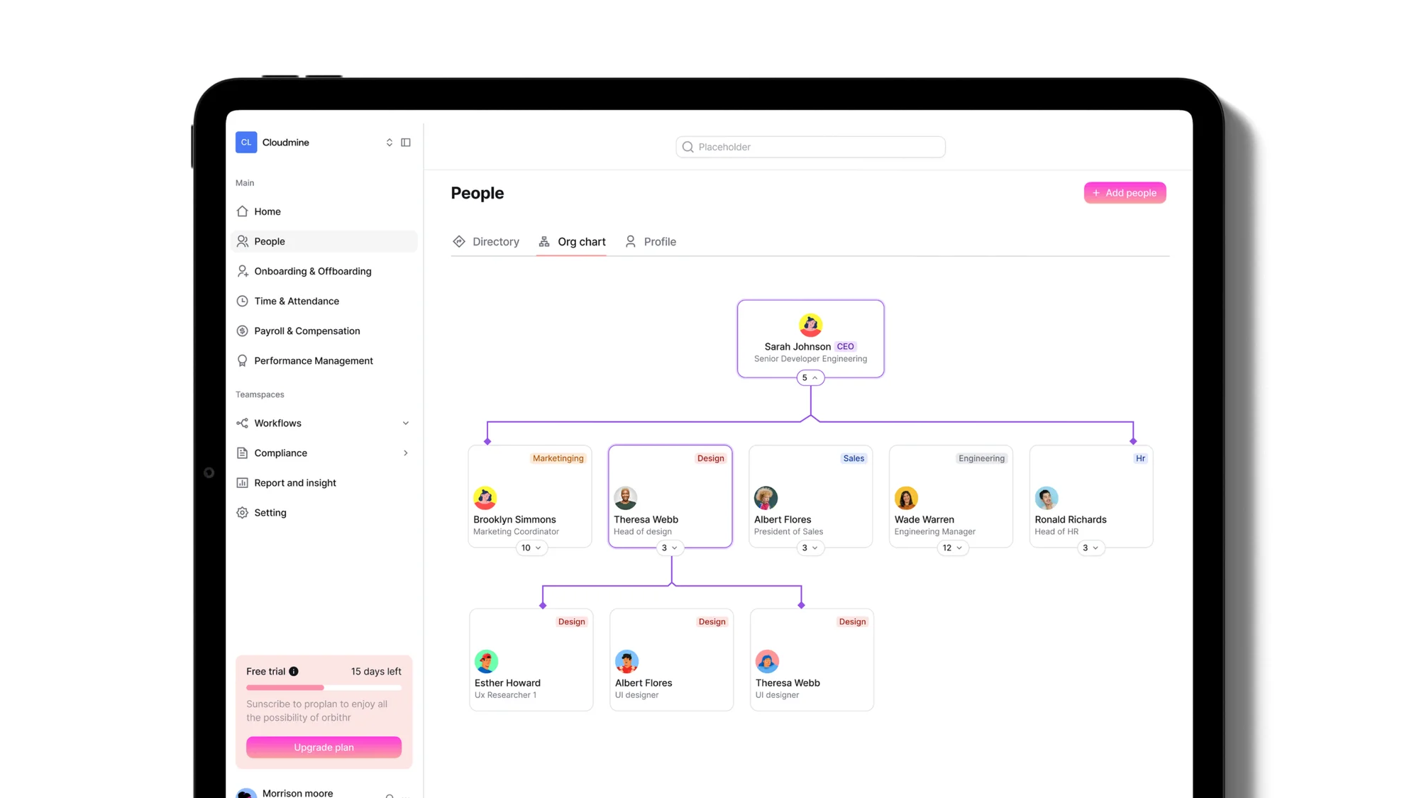 OrbitHR Org Chart Laptop Mockup